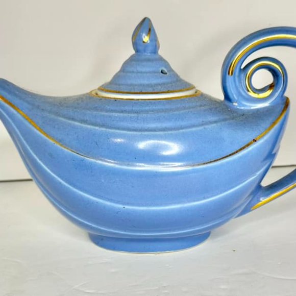 Accents Vintage Hall China Aladdin Teapot Cadet Blue 6 Cup 669 Mid